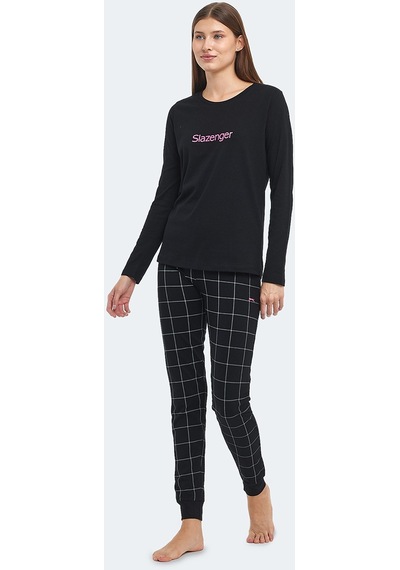 Slazenger PAOLINA IN Kadın Pamuklu Siyah / Fuşya Pijama