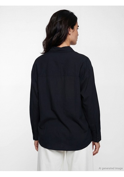 Lcw Vision Siyah Oversize Kadın Gömlek