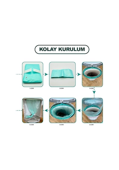 Korbell 16 L Kirli Bebek Bezi Kovaları ile Uyumlu 2500 Adet Pudra Kokulu Bebek Bezi Kapasiteli Yerli 5 Paket Çöp