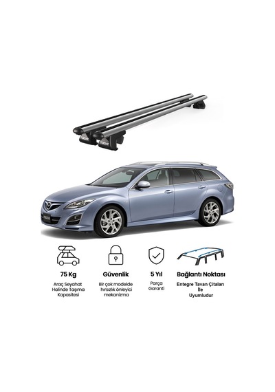 Venüs Mazda 6 Station Wagon 2013-2021 Uyumlu Gri Ara Atkı Port Bagaj Tavan Barı