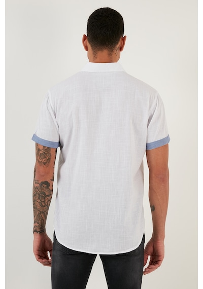 Buratti Pamuklu Slim Fit Düğmeli Yaka Kısa Kollu Erkek Gömlek Cf21S112546 Beyaz