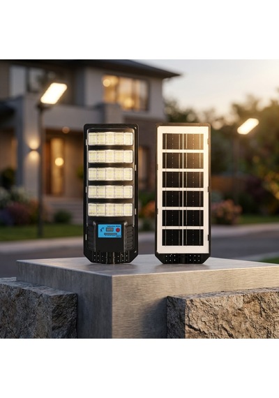 Direkli Güneş Enerjili Solar Sokak Lambası - Led Aydınlatma, Hareket Sensörlü, Kumandalı, Garaj Girişi, Bahçe, Otopark Ve Yol Aydınlatma