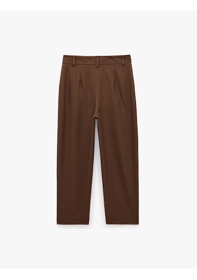 Koton Koton X Selected By Şahika Ercümen - Cepli Havuç Kesim Pileli Kumaş Pantolon Kahverengi 7wak40176ew Kahve