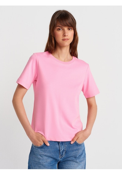 Dilvin 31763 Bisiklet Yaka T-shirt-pembe Pembe