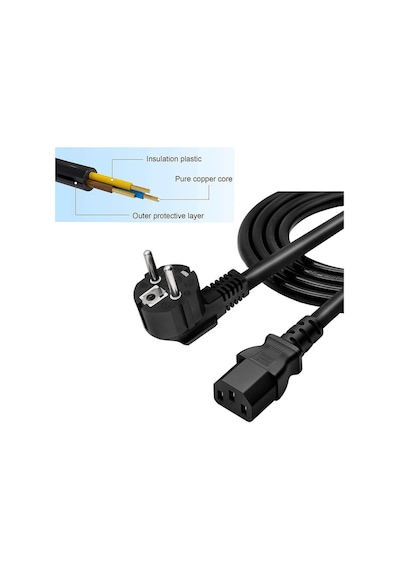 C13 Bakır Power Kablo - Elektrik Güç Kablosu - 3*1.5mm² - 1.8 mt