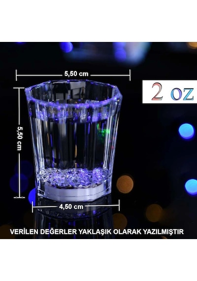 Renkli Led Parlayan Fiber Optik Glow Işıklı Bardak 5,5 X 5,5 Cm 1 Adet