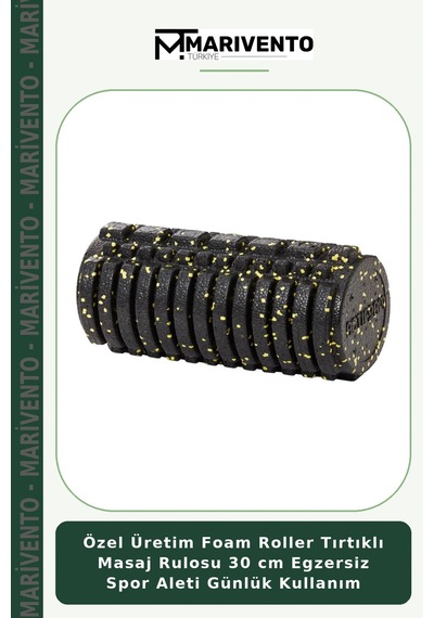 Özel Üretim Foam Roller Tırtıklı Masaj Rulosu 30 Cm Egzersiz Spor Aleti Günlük Kullanım Siyah - Sarı
