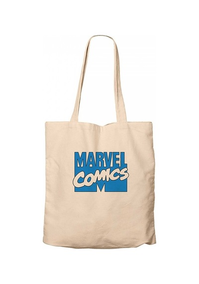 Marvel Comics Blue Logo Krem Kanvas Bez Çanta Krem