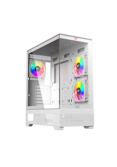 Havit CF925 3 Rgb Fanlı Tamperli Cam Oyuncu Bilgisayar Kasası Beyaz