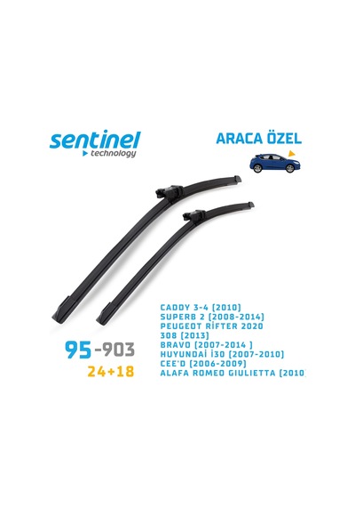 Sentinel Caddy 07-17/super B 08-14/rifter 2020- / 308 14-19/ Bravo 07-14/i30 07-10/ceed 06-09 Ön Silecek
