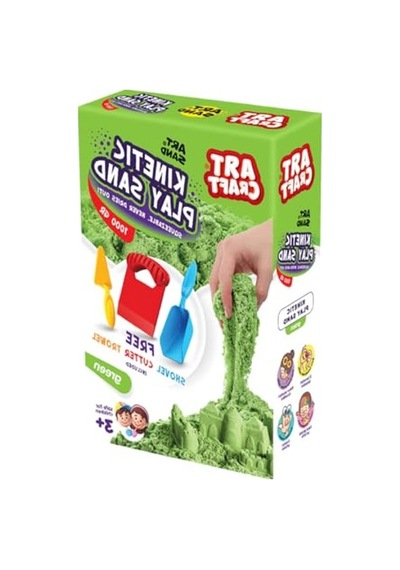Aksesuarlı Kinetik Oyun Kumu, 1000 Gr Yeşil Renkli Set