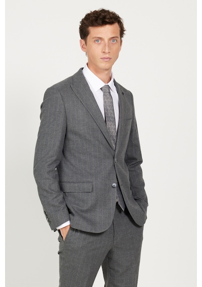 AC&Co / Altınyıldız Classics Erkek Koyu Gri Slim Fit Dar Kesim Kırlangıç Yaka Çizgili Takım Elbise Koyu Gri AC&Co / Altınyıldız Classics Erkek Koyu Gri Slim Fit Dar Kesim Kırlangıç Yaka Çizgili Takım Elbise Koyu Gri