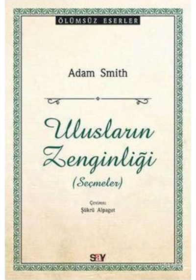 Ulusların Zenginliği Seçmeler -Say Yayınları