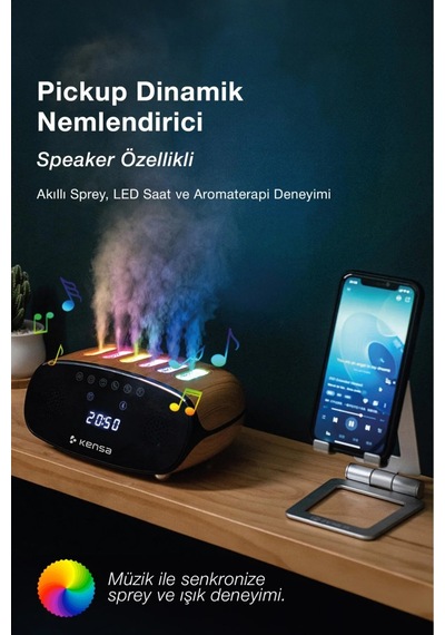 Bluetooth Hoparlörlü Aromaterapi Hava Nemlendirici 7 Renk , Çoklu Sis Çıkışlı, Kumandalı