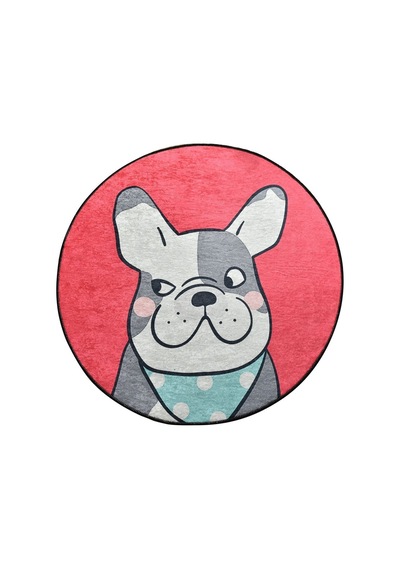 Chilai Home Happy Dogs Pınk Djt Çap Dekoratif Marka Yıkanabilir Kaymaz Taban Halı Çok Renkli