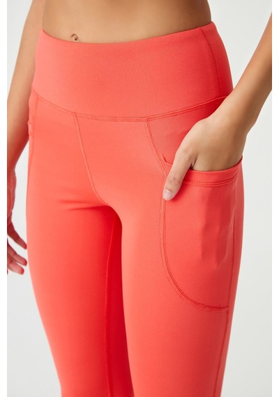 Los Ojos Kadın Mercan Yüksek Bel Toparlayıcı Çift Cepli Ispanyol Paça Tayt Bootcut Mercan