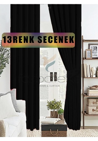 Siyah Renk Kalın Güneşlik Blackout Kararma Fon Perde Düz Dikim 100 X 250