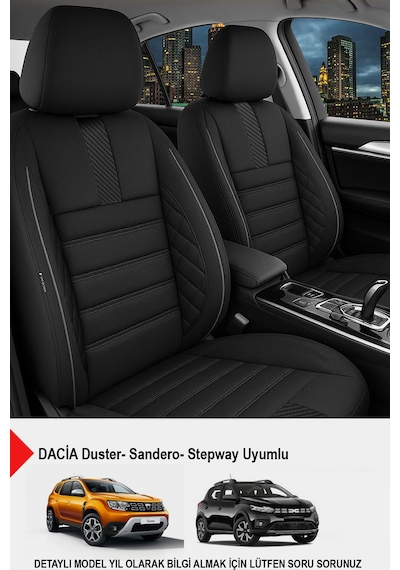 Oniks Serisi Tay Tüyü Oto Koltuk Kılıfı- Dacia Sandero-stepway-duster Uyumlu Siyah