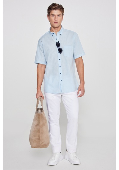AC&Co / Altınyıldız Classics Erkek Açık Mavi Comfort Fit Düğmeli Yaka %100 Pamuk Flamlı Kısa Kollu Casual Gömlek 4A2022200132amvXL Açık Mavi AC&Co / Altınyıldız Classics Erkek Açık Mavi Comfort Fit Düğmeli Yaka %100 Pamuk Flamlı Kısa Kollu Casual Gömlek 4A2022200132amvXL Açık Mavi