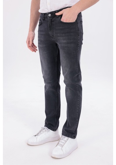 Blayn Jeans Erkek Gri Regular Fit Düz Paça Esnek Denim Kot Pantolon Günlük Antrasit Gri