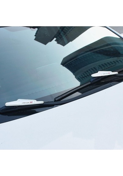 Silecek Rüzgarlığı Racing R Yazılı Üniversal Sportif Sessiz Aerodinamik Tasarım Gri Silver Krom Renk 1 Takım