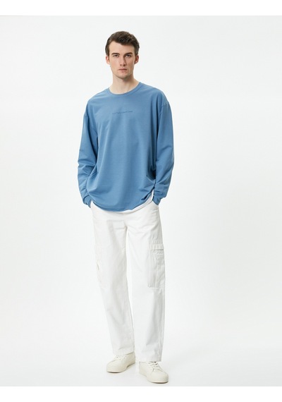 Koton Oversize Sweatshirt Bisiklet Yaka Slogan Baskılı Mavi 4wam70246mk Mavi Koton Oversize Sweatshirt Bisiklet Yaka Slogan Baskılı Mavi 4wam70246mk Mavi