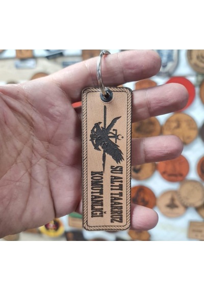 Sat Sualtı Taarruz Komutanlığı Deri Anahtarlık - Arma - Leather Key Holder Bej