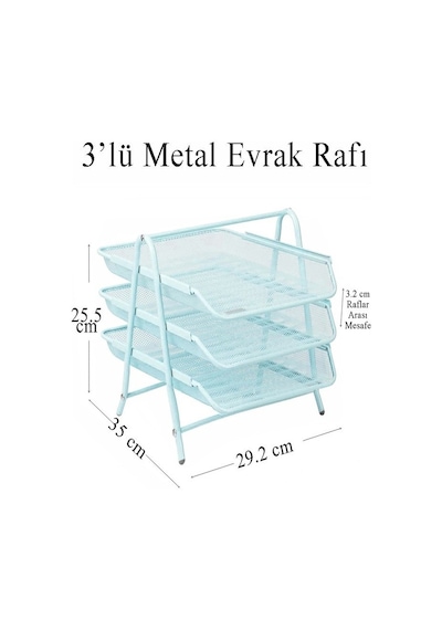 Evrak Rafı Düzenleyici 3 Katmanlı Mavi