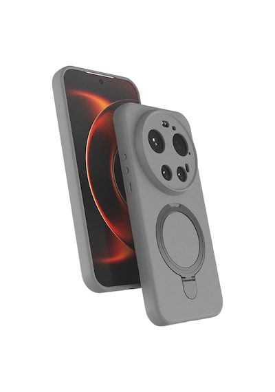Xiaomi 17 Ultra Kılıf 360 Derece Döner Standlı Magsafe Kamera Lens Korumalı Silikon Pazarplus Siyah