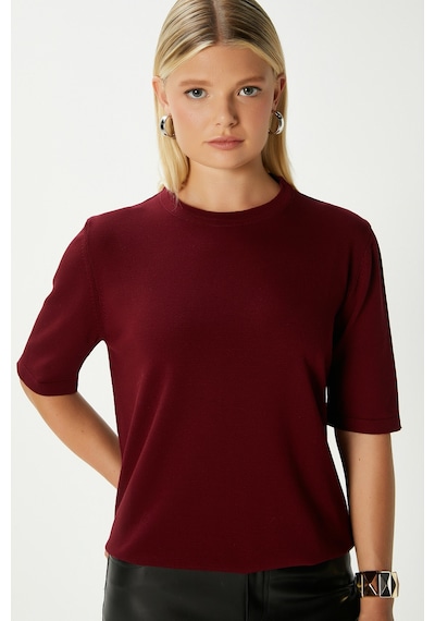 Ritnice Viscose Doku Next Premium Selection Bordo Yarım Kol Triko Kazak Bordo