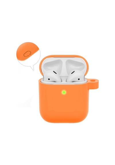 Wozlo Apple Uyumlu AirPods 1. Ve 2. Nesil Koruyucu Silikon Kılıf - Silikon Koruma Kılıfı - Turuncu