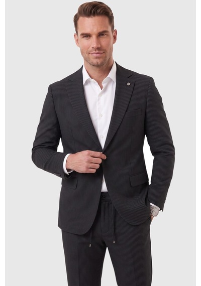 Deepsea Erkek Slim Fit Dar Kesim Çizgili Gofre Kumaş Siyah Takım Elbise Tek Düğme İpli Pantolon 2602311 Deepsea Erkek Slim Fit Dar Kesim Çizgili Gofre Kumaş Siyah Takım Elbise Tek Düğme İpli Pantolon 2602311