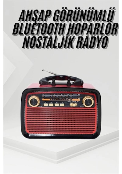 Hubrendy Tekno Nostalji Radyo Bluetooth Hoparlör Usb-sd Kart Giriş Led Fener Işıklı Bataryalı Pilli