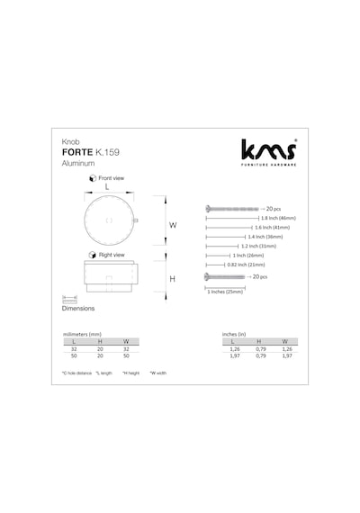 Forte Alüminyum Düğme Kulp Dolap Çekmece  Komidin Kulbu 50mm Mat Metalik Siyah - Vizon Deri 
