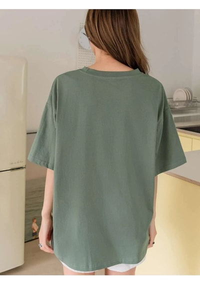 Holiday 1961 Baskılı Unisex Haki Oversize T-shirt Haki