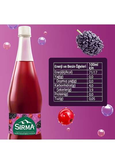 Sırma B Vitaminli Karadut & Frenk Üzümü Aromalı Doğal Maden Suyu 1 Lt X 6 Adet
