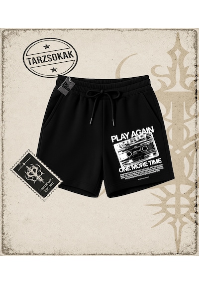Tarzsokak Gotik & Grunge Streetwear Play Agaın Unisex Şort Siyah