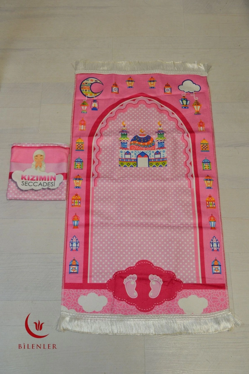 Çantalı Kız Çocuk Seccadesi-kızımın Seccadesi Pembe Pembe