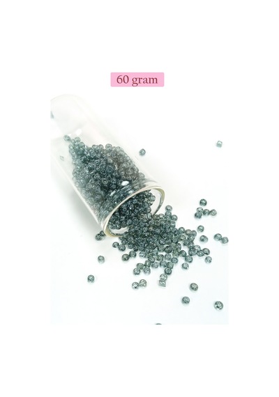 Dökme Cam Kum Boncuk 8/0 3 Mm - 60 Gram - Şeffaf Gri - Bnc215