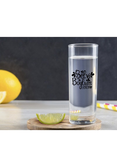 Kişiye Özel Renkli Baskılı Selvi Boylum Tasarımlı Vodka Bardağı-2