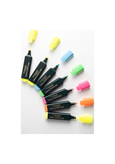 Faber-Castell Fosforlu Kalem Seti, 8’li, Su Bazlı Mürekkep, Kesik Uç, 3 Farklı Çizgi Kalınlığı