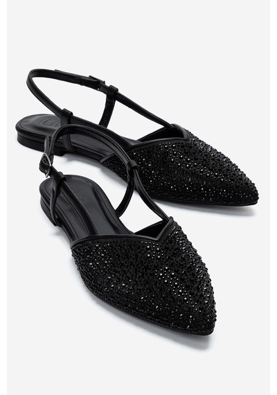 Luvi Shoes Rexton Siyah Taşlı Kadın Sandalet