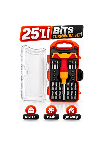 Kinetex 25 Li Bits Tornavida Seti Farklı Uçlar, Uzatma Aparatı Ve Kompakt Taşıma Kutusu