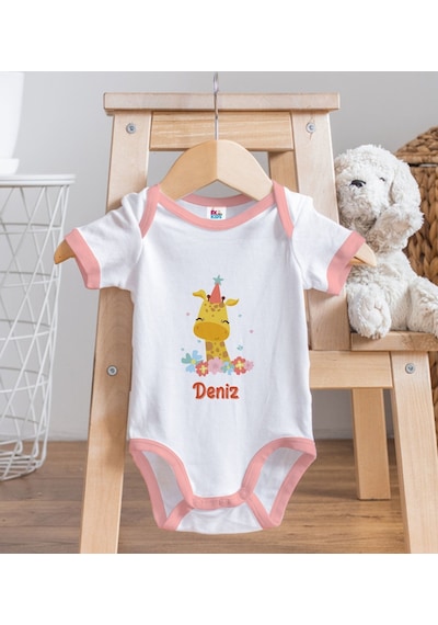 Bk Gift Bk Kids Kişiye Özel Pembe Bebek Body Zıbın - Model 157 6 - 9 Ay