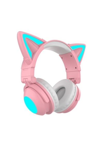Wealthglow Led Işıklı Kedi Kulak Bluetooth Wireless Kulaklık 5.0 Led Işıklı Kedili Şık Kulaküstü Kulaklık Kız Çocuk Raydolu Fm 17477a