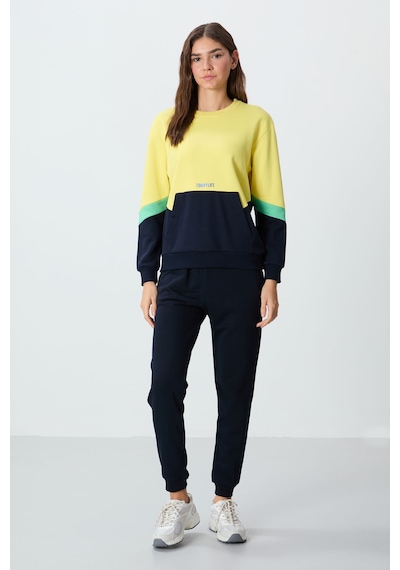 Tommy Life Sarı Kompakt Pamuklu Kalın Pürüzsüz Dokulu O Yaka Oversize Fit Kadın Sweatshirt - 97289 Sarı