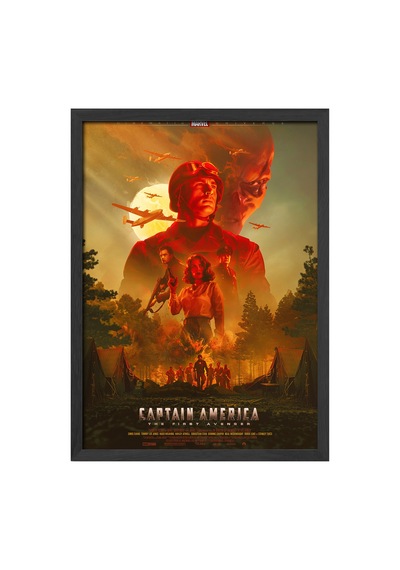 Captain America Siyah Ahşap Çerçeveli Poster, Dekoratif Film Duvar Tablosu