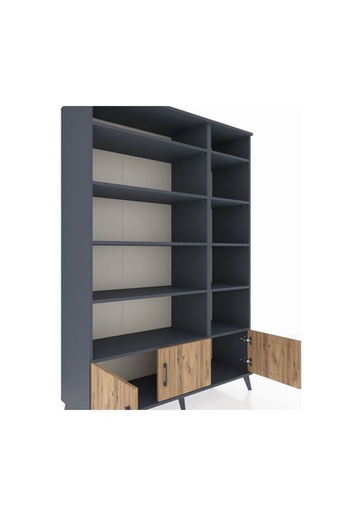 Hyperion Dolap 10 Raflı 3 Kapaklı 132x44x195 Antrasit-çam/ant... Antrasit
