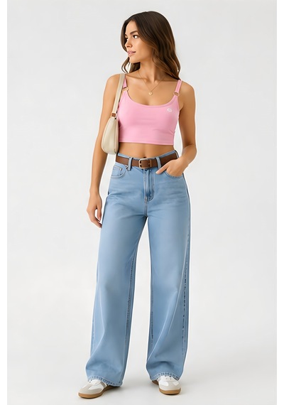 Lili Woman Kadın Pembe Halka Detaylı Crop Atlet E.9062