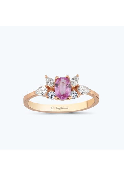 Altınbaş Pırlanta Pembe Safir Oval Yüzük Erm1147ps-14k